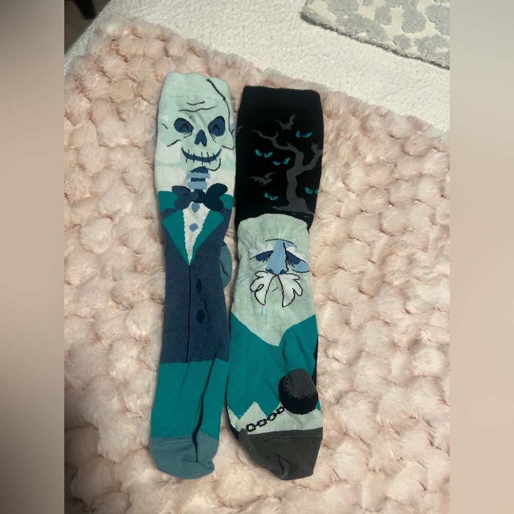 Haunted Mansion Themed  Socks - Teal and Black